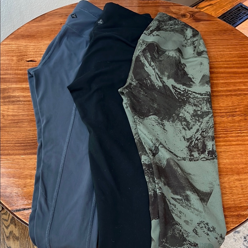 Bundle of 3 XS/S Prana leggings and North Face leggings